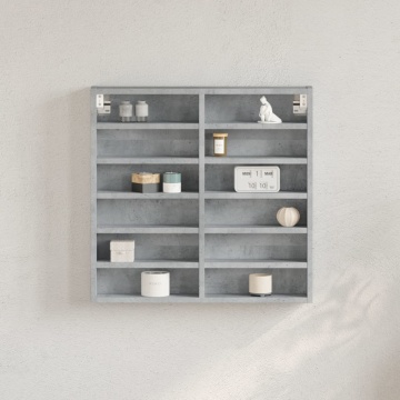 Dulap cu vitrină, gri beton, 60x8,5x58 cm, lemn prelucrat - Img 1