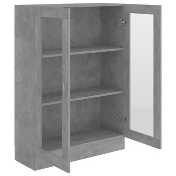 Dulap cu vitrină, gri beton, 82,5x30,5x115 cm, lemn prelucrat - Img 8