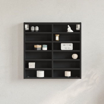 Dulap cu vitrină, negru, 60x8,5x58 cm, lemn prelucrat - Img 1