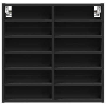 Dulap cu vitrină, negru, 60x8,5x58 cm, lemn prelucrat - Img 4