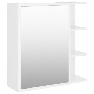 Dulap de baie cu oglindă, alb, 62,5 x 20,5 x 64 cm, PAL - Img 2