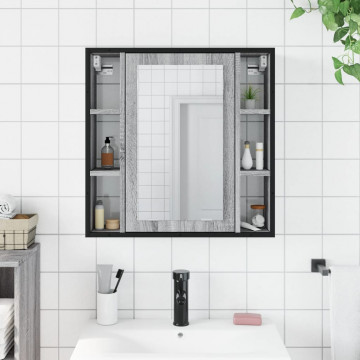 Dulap de baie cu oglindă gri sonoma 60x16x60 cm lemn compozit - Img 3