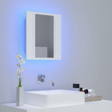 Dulap de baie cu oglindă & LED, alb, 40x12x45 cm - Img 3