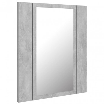 Dulap de baie cu oglindă & LED, gri beton, 40x12x45 cm acril - Img 7