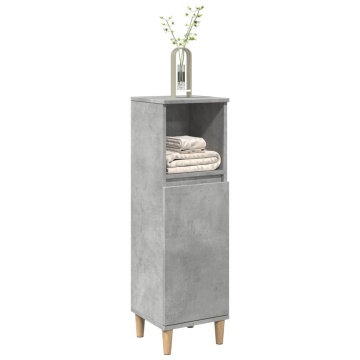Dulap de baie, gri beton, 30x30x100 cm, lemn prelucrat - Img 3