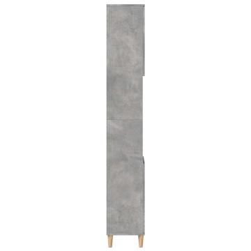 Dulap de baie, gri beton, 30x30x190 cm, lemn prelucrat - Img 5