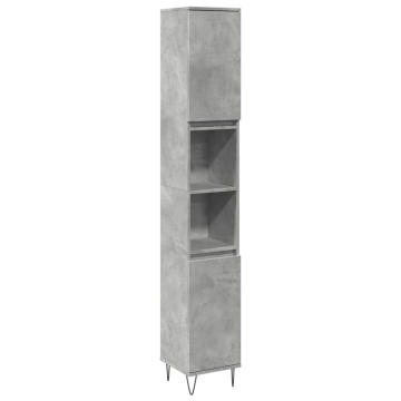 Dulap de baie, gri beton, 30x30x190 cm, lemn prelucrat - Img 2