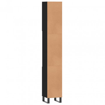 Dulap de baie, negru, 30x30x190 cm, lemn prelucrat - Img 7