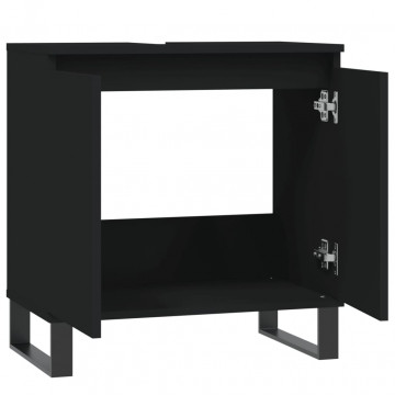 Dulap de baie, negru, 58x33x60 cm, lemn prelucrat - Img 8