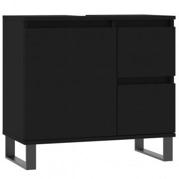 Dulap de baie, negru, 65x33x60 cm, lemn prelucrat - Img 2