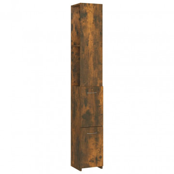 Dulap de baie, stejar fumuriu, 25x25x170 cm, lemn prelucrat - Img 2