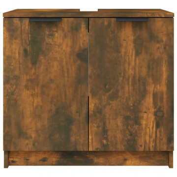 Dulap de baie, stejar fumuriu, 64,5x33,5x59 cm, lemn prelucrat - Img 6
