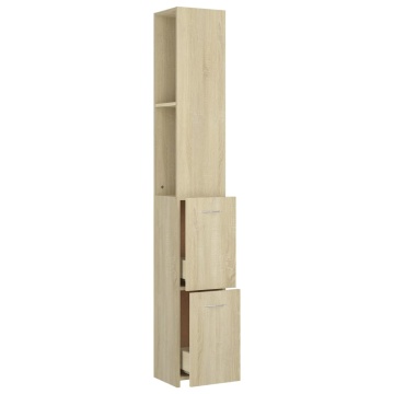 Dulap de baie, stejar sonoma, 25x26,5x170 cm, lemn prelucrat - Img 5