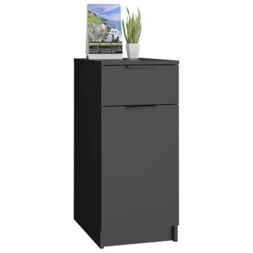 Dulap de birou, negru, 33,5x50x75 cm, lemn prelucrat - Img 4