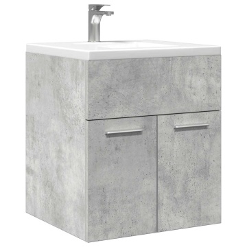 Dulap de chiuvetă baie, gri beton 41x38,5x46 cm lemn prelucrat - Img 1