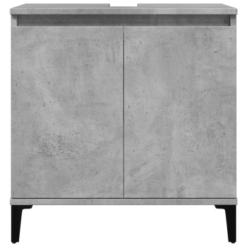 Dulap de chiuvetă, gri beton, 58x33x60 cm, lemn prelucrat - Img 4