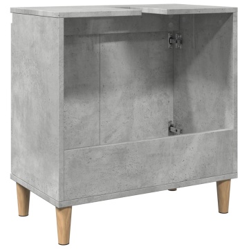 Dulap de chiuvetă, gri beton, 58x33x60 cm, lemn prelucrat - Img 6