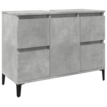 Dulap de chiuvetă, gri beton, 80x33x60 cm, lemn prelucrat - Img 2