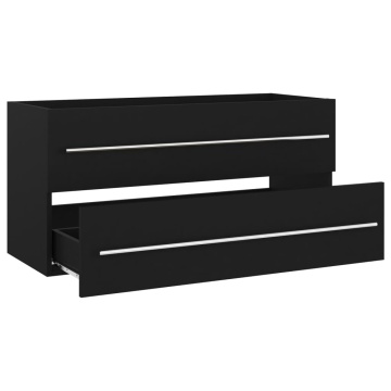 Dulap de chiuvetă, negru, 100x38,5x48 cm, lemn prelucrat - Img 3