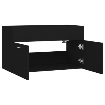 Dulap de chiuvetă, negru, 80x38,5x46 cm, PAL - Img 6