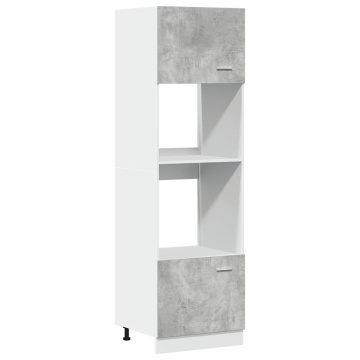 Dulap de cuptor cu microunde, gri beton, 60 x 57 x 207 cm, PAL - Img 2