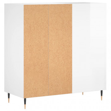Dulap de discuri alb extralucios 84,5x38x89 cm lemn compozit - Img 5