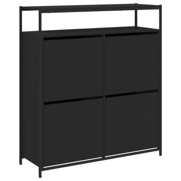 Dulap de pantofi cu 4 sertare rabatabile, negru, 100x34x112 cm - Img 2