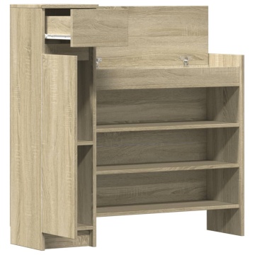 Dulap de pantofi stejar Sonoma 100,5x28x100 cm lemn prelucrat - Img 8