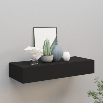 Dulap de perete cu sertar, negru, 60x23,5x10 cm, MDF - Img 1