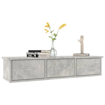 Dulap de perete cu sertare, gri beton, 88x26x18,5 cm - Img 3