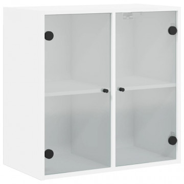 Dulap de perete cu uși din sticlă, alb, 68x37x68,5 cm - Img 2