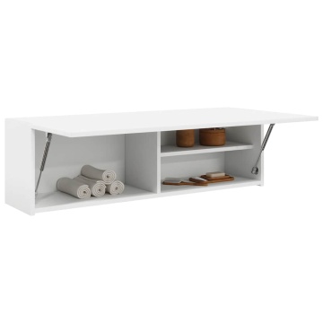 Dulap de perete de baie, alb, 100x25x30 cm, lemn prelucrat - Img 4