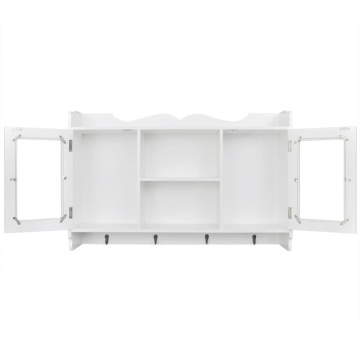Dulap de perete din MDF alb, raft prezentare pentru cărți/DVD - Img 4