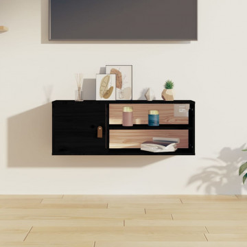 Dulap de perete, negru, 80x30x30 cm, lemn masiv de pin - Img 1