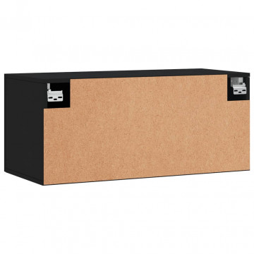 Dulap de perete, negru, 80x36,5x35 cm, lemn compozit - Img 7