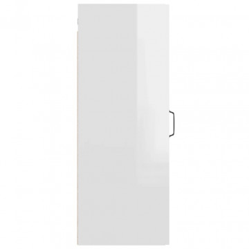 Dulap de perete suspendat, alb extralucios, 34,5x34x90 cm - Img 7