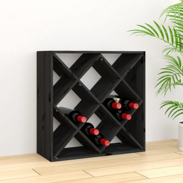 Dulap de vinuri, negru, 62x25x62 cm, lemn masiv de pin - Img 1