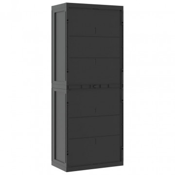 Dulap depozitare de exterior, negru, 65x37x165 cm, PP - Img 5