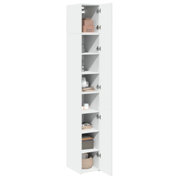 Dulap depozitare slim alb 30x42,5x225 cm lemn prelucrat - Img 3
