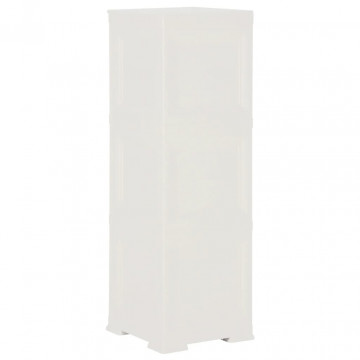 Dulap din plastic, 40x43x125 cm, alb, design de lemn - Img 4