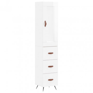 Dulap înalt, alb extralucios, 34,5x34x180 cm, lemn prelucrat - Img 2