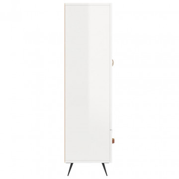 Dulap înalt, alb extralucios, 69,5x31x115 cm, lemn prelucrat - Img 6