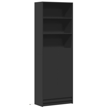 Dulap înalt cu LED negru 69x32,5x200 cm lemn prelucrat - Img 3