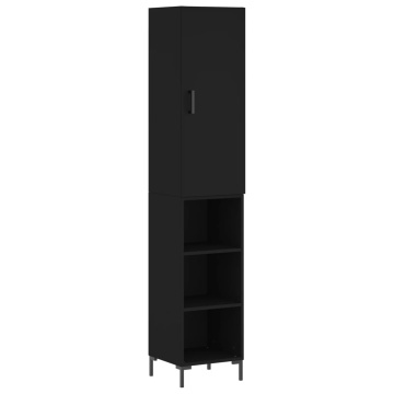 Dulap înalt, negru, 34,5x34x180 cm, lemn prelucrat - Img 2