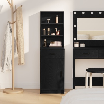 Dulap Înalt Negru cu Stejar 40x41x135 cm din Lemn Prelucrat - Img 4