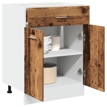 Dulap inferior cu sertar lemn vechi 60x46x81,5cm lemn prelucrat - Img 1