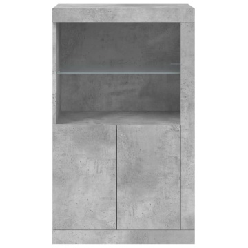 Dulap lateral cu lumini LED, gri beton, lemn prelucrat - Img 6