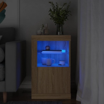 Dulap lateral cu lumini LED, stejar sonoma, lemn prelucrat - Img 1
