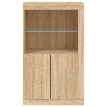 Dulap lateral cu lumini LED, stejar sonoma, lemn prelucrat - Img 6