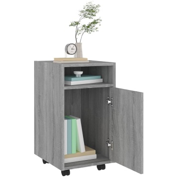 Dulap lateral cu roți gri sonoma 33x38x60 cm lemn prelucrat - Img 6